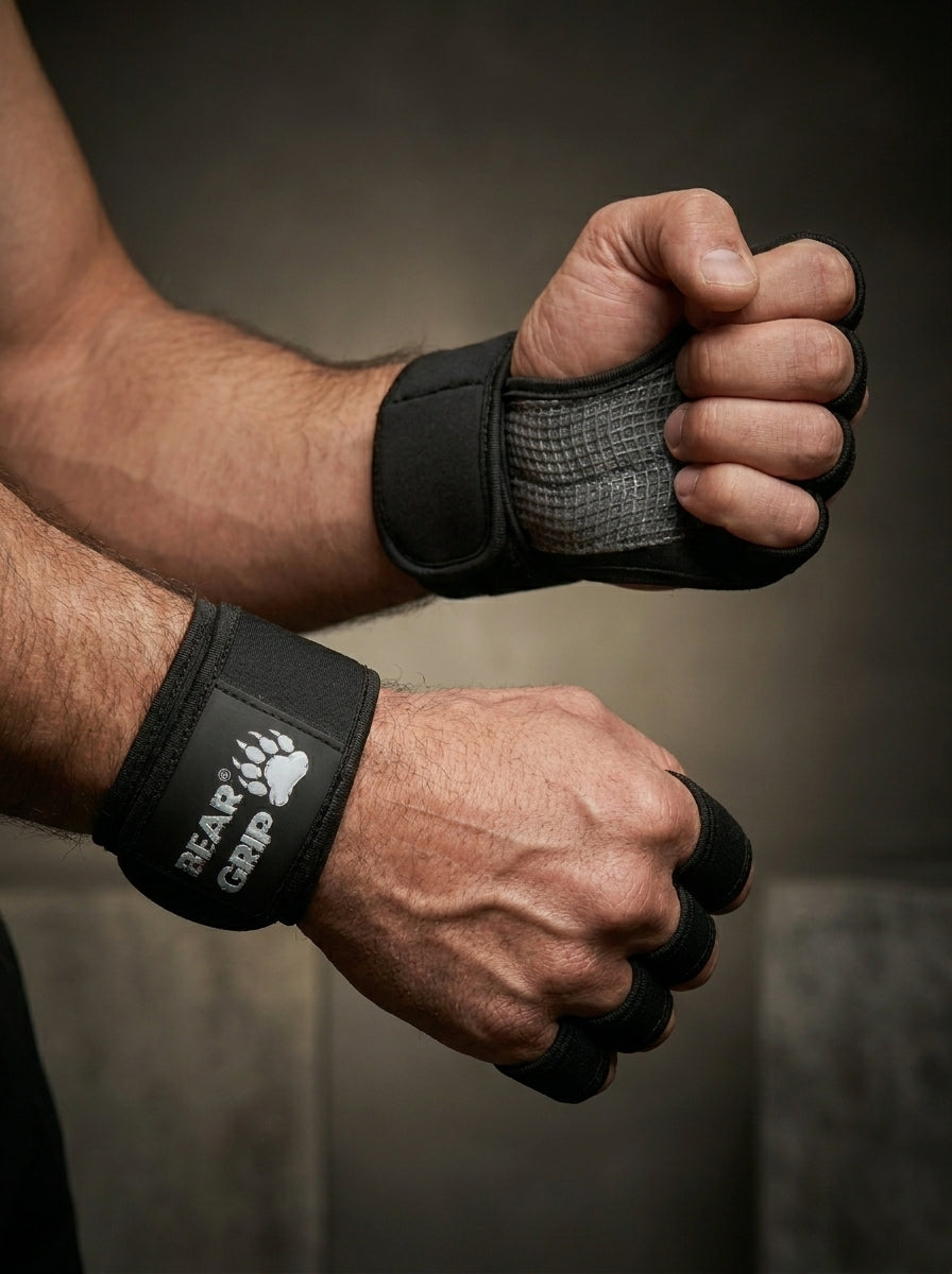 Premium Open-Design Gym Training Gloves – Silicone Non-Slip Palm & Adjustable Wrist Wrap Support
